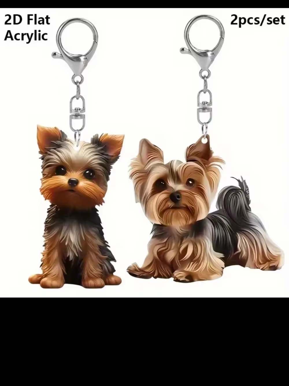 Yorkshire Terrier Acrylic Keychain Set - Brown & Black (2pc)
